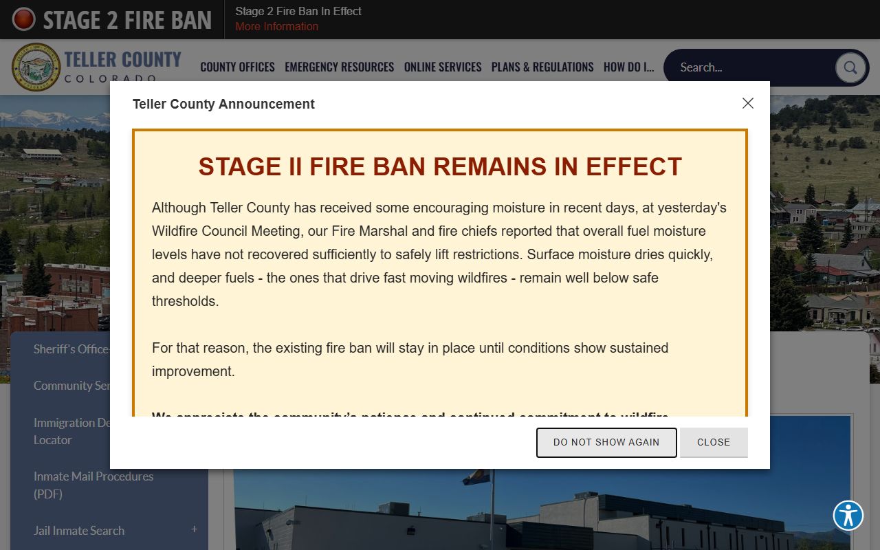 Teller County Detention Center jail information page
