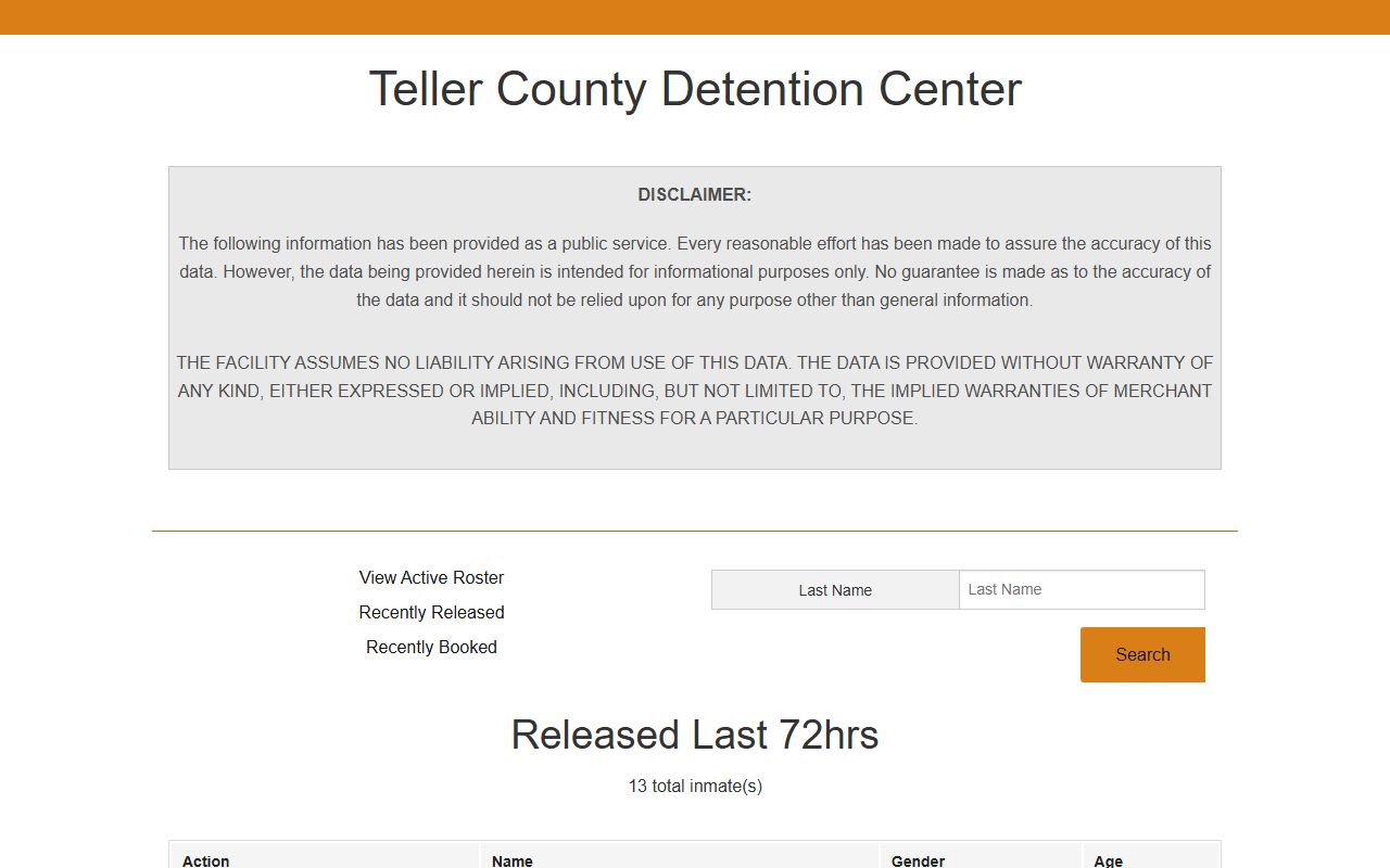 Teller County inmate records released last 72 hours roster
